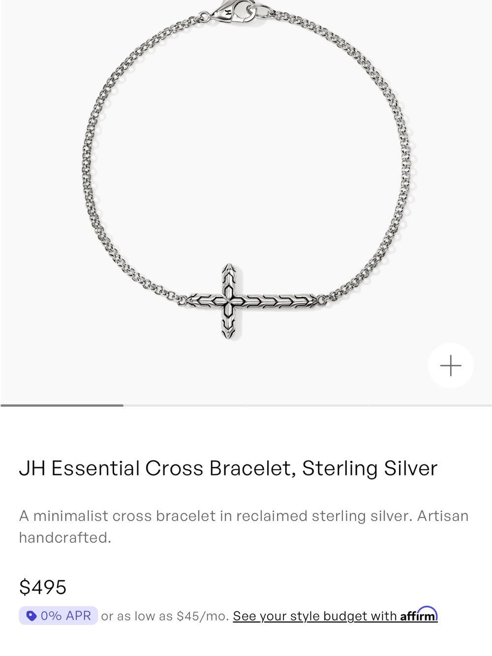 John Hardy Sterling Silver Cross Bracelet